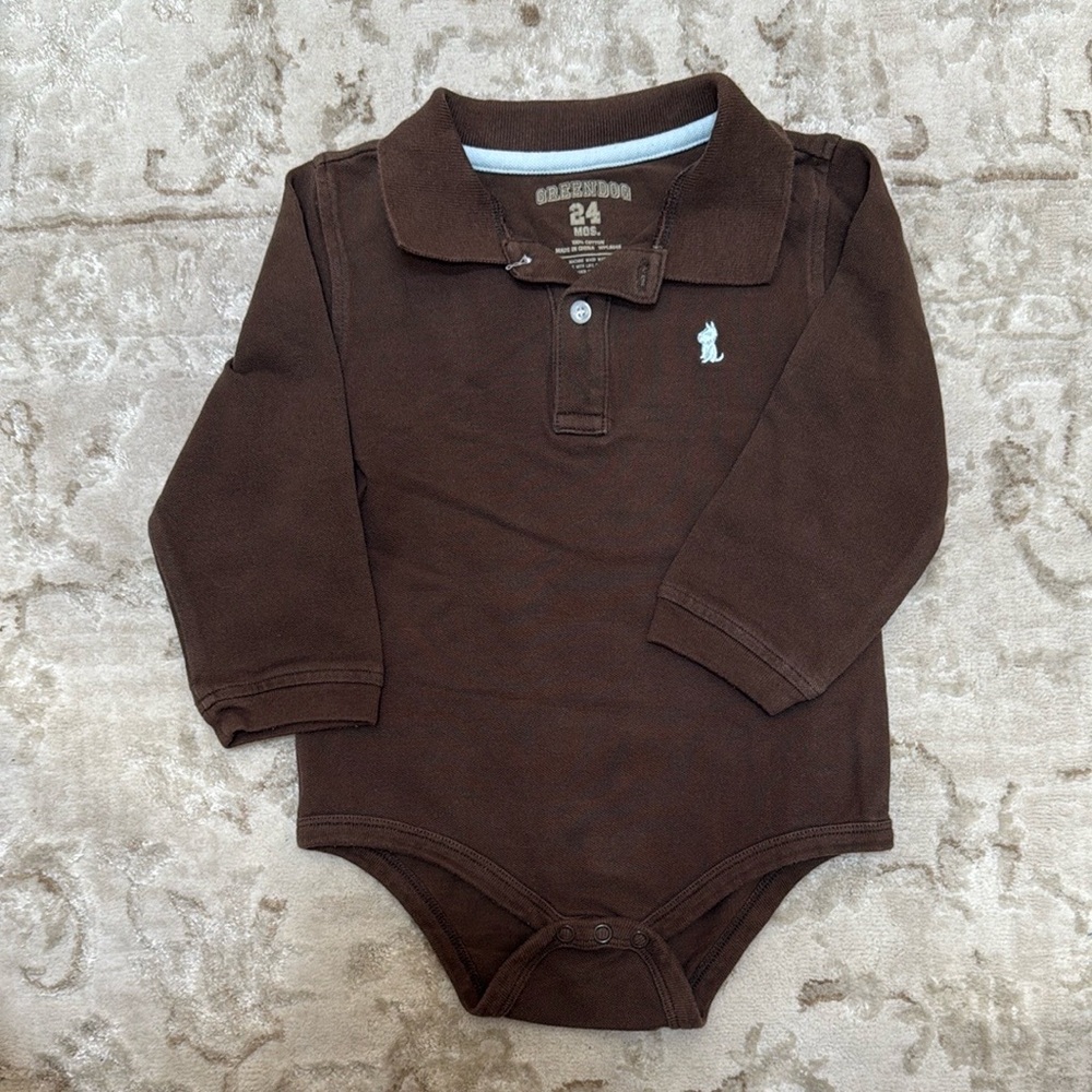 Greendog Brown Long Sleeve Bodysuit with Soft Texture